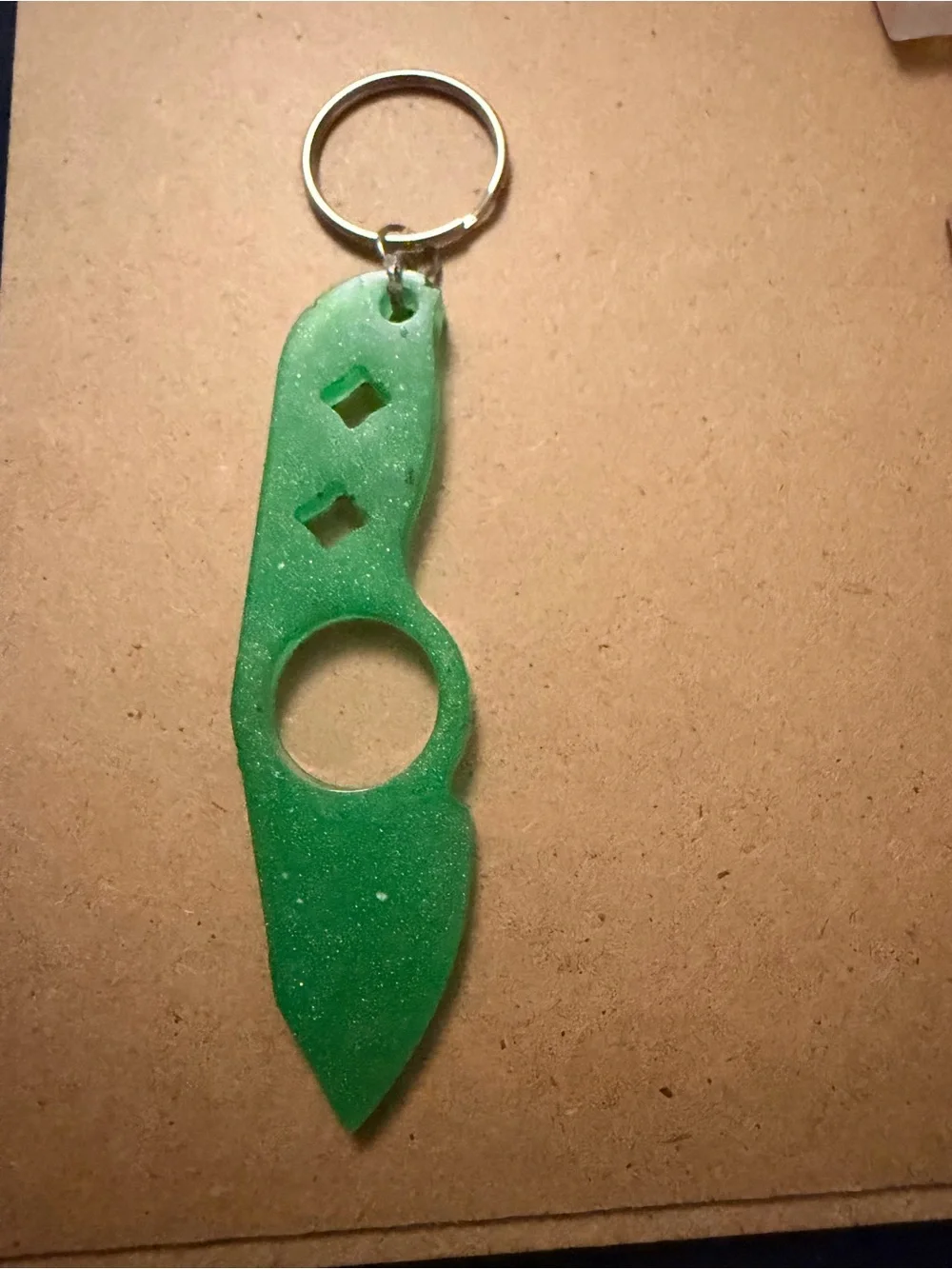 Green Resin Keychain Knife Charm